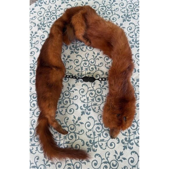 Vintage 1930s Mink Fur Scarf Brown Women's Rectangle Solid stole - Picture 1 of 2